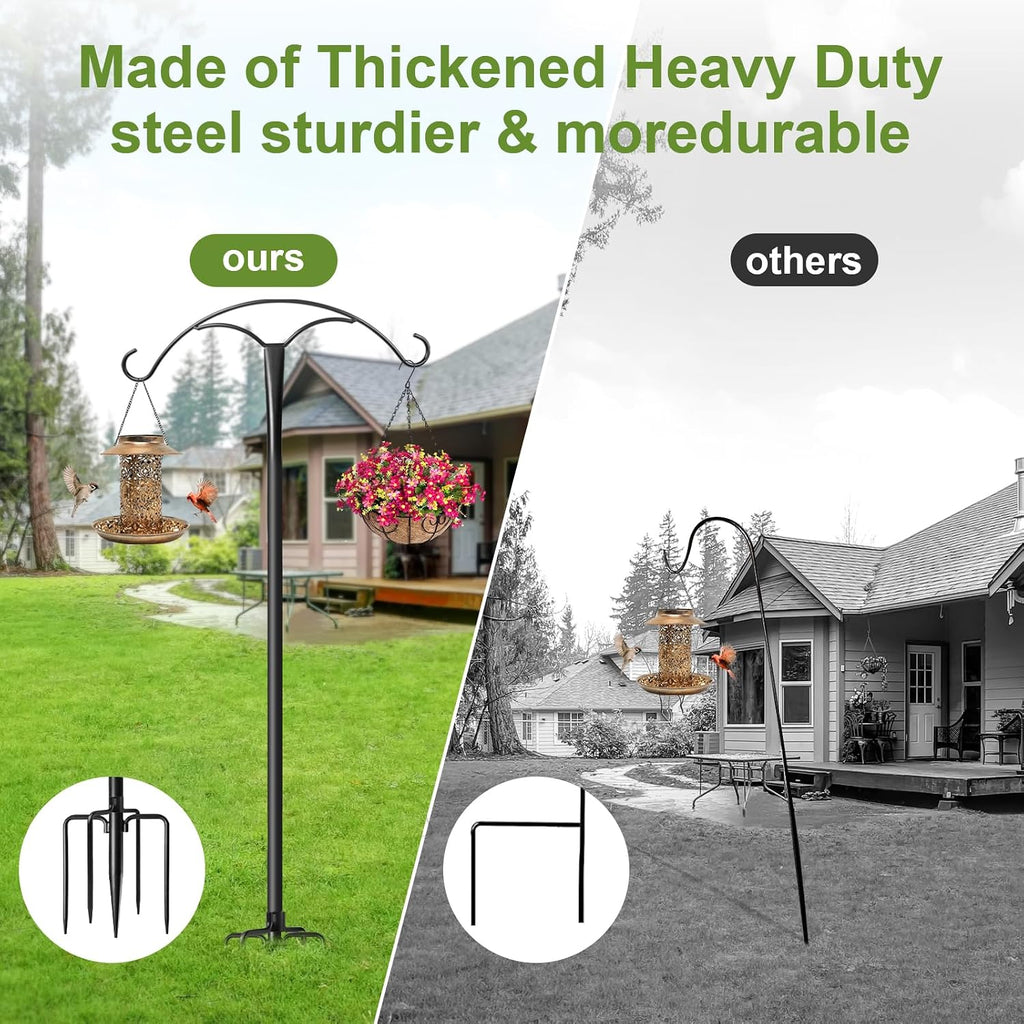 85 Inch Shepherds Hooks for Outdoor,Heavy Duty Shepherds Hooks for Outdoor with 5 Prong Base, Adjustable Stand Hanger