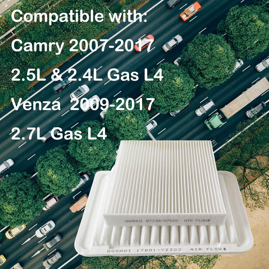 Engine Air Filter & Cabin Air Filter Kit Compatible with Camry 2007-2017 Gas and Venza 2009-2017 Gas, Replaces#