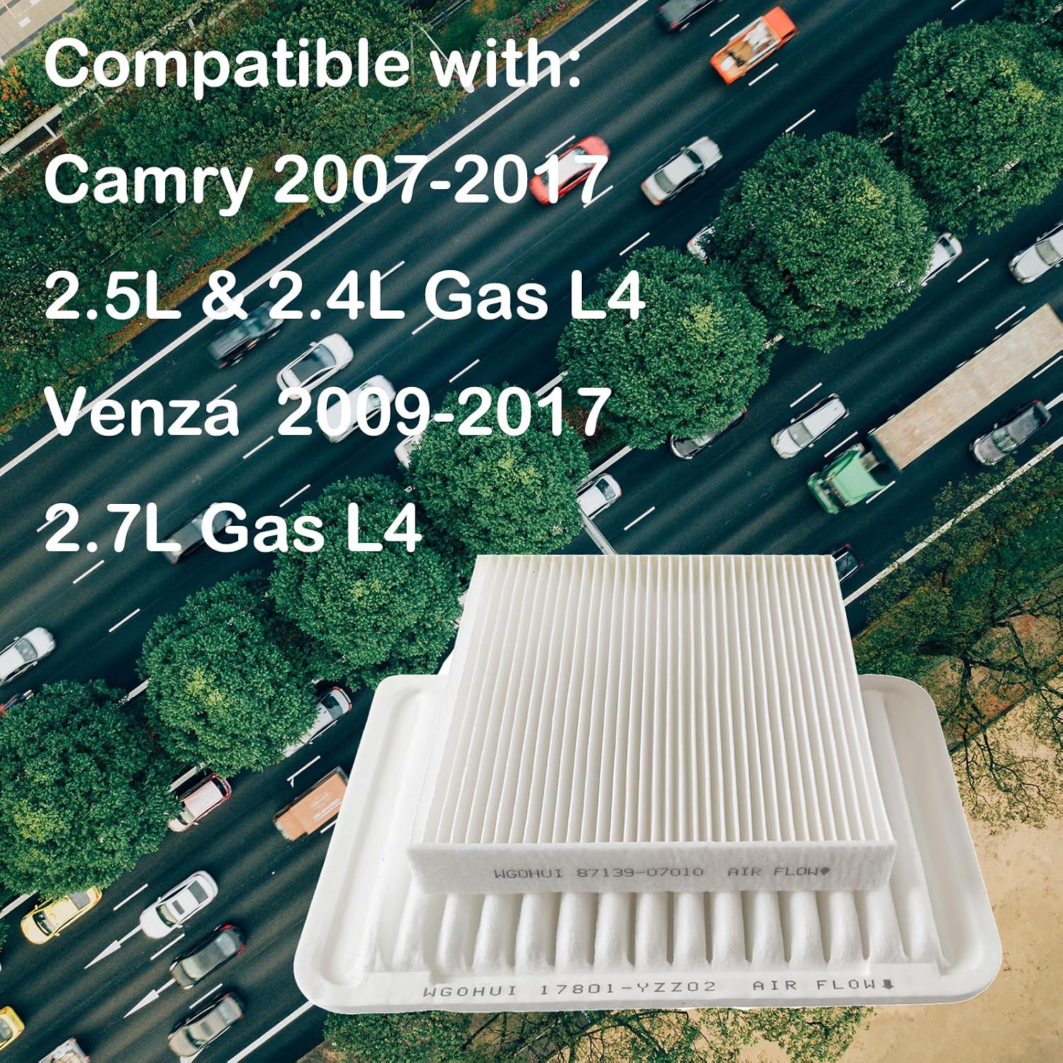 Engine Air Filter & Cabin Air Filter Kit Compatible with Camry 2007-2017 Gas and Venza 2009-2017 Gas, Replaces#