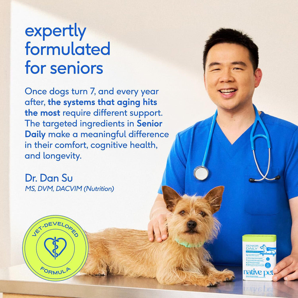 Senior Daily Dog Vitamins & Supplements – 12-in-1 Dog Multivitamin Powder for Senior Dogs – Supports Mobility