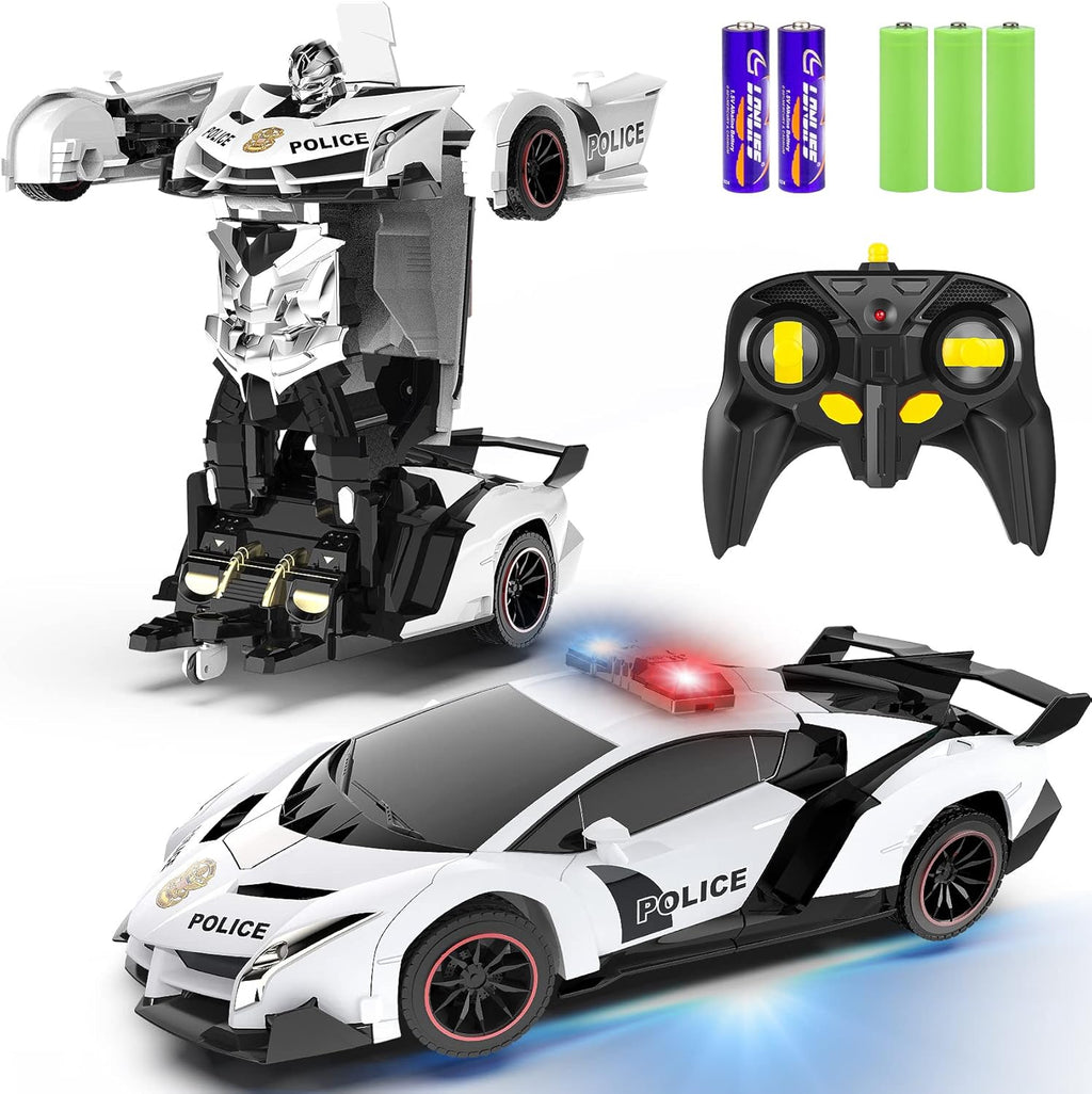 Remote Control Car - Transform Toys Car Robot, One Button Deformation to Robot with Flashing Light, 2.4Ghz 1:18 Scale