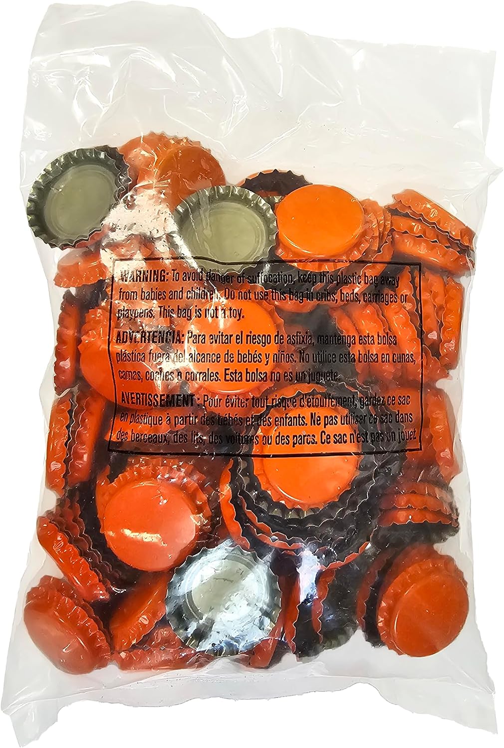 144 Oxygen Absorbing Beer Bottle Caps | 26mm Pry-Off Orange Standard Homebrew Bottle Tops for Glass Bottles |