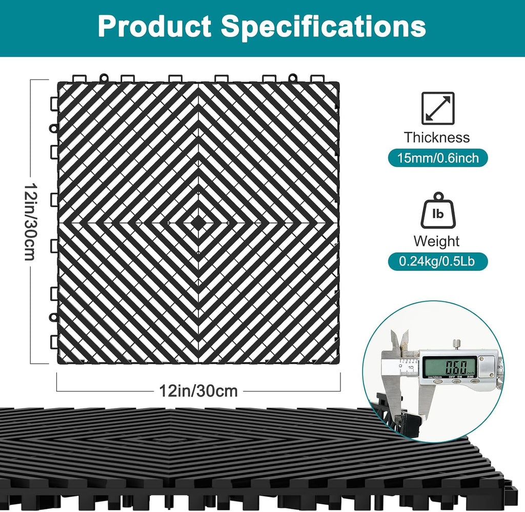 48Pcs Garage Floor Tiles Interlocking Mat Black/Gray Mashup