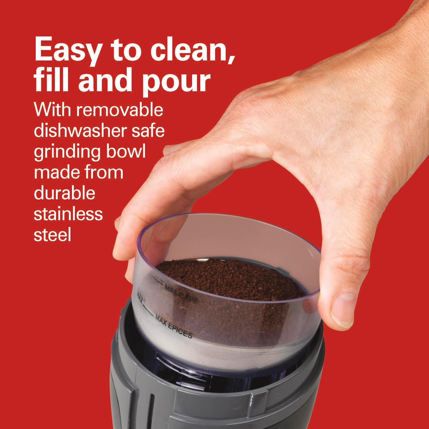 Fresh Grind Electric Coffee Grinder For Up To 12 Cups | Grinds Coffee Beans, Spices & More | Stainless Steel Blades |