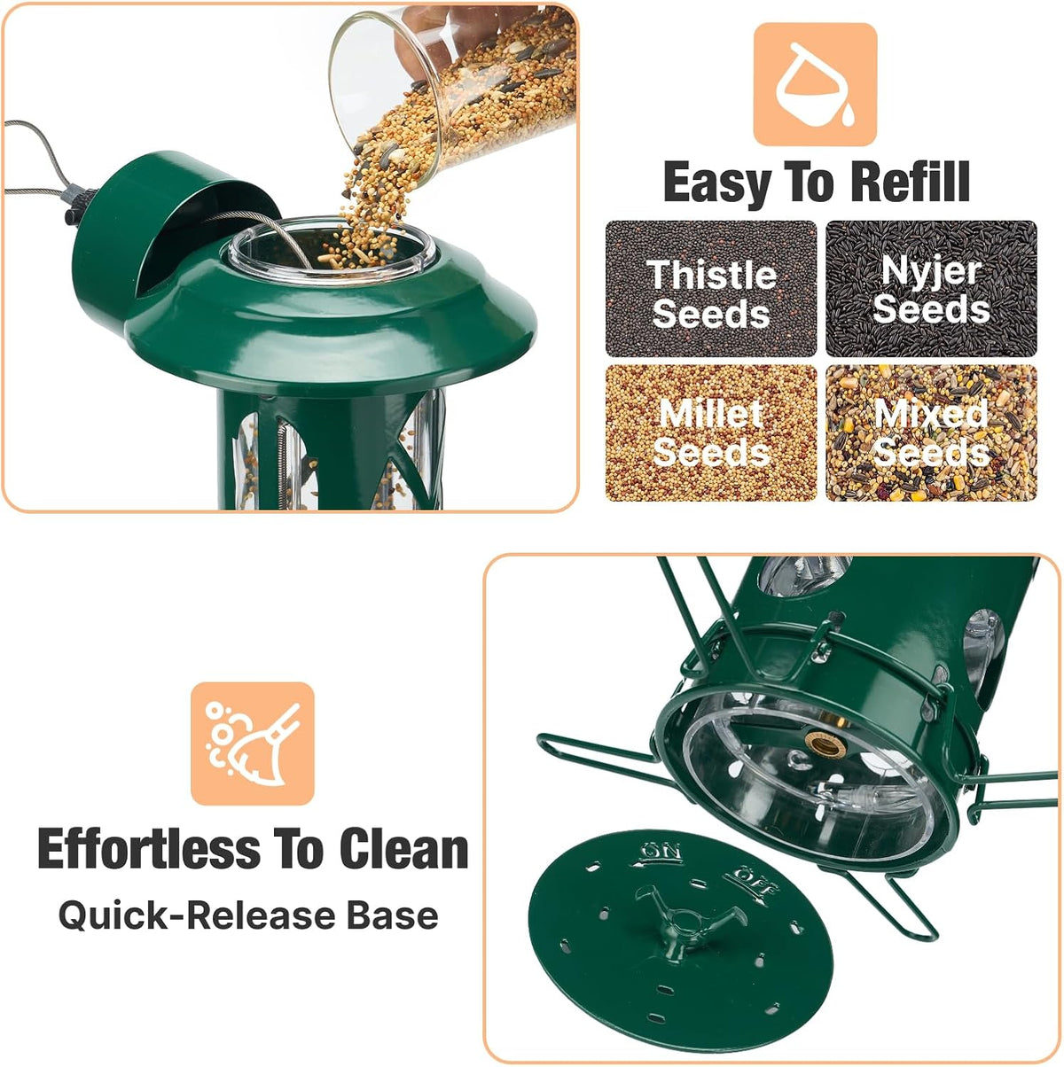 Squirrel Proof Bird Feeders for Outdoors Hanging, Holds Up to 3.5 lb