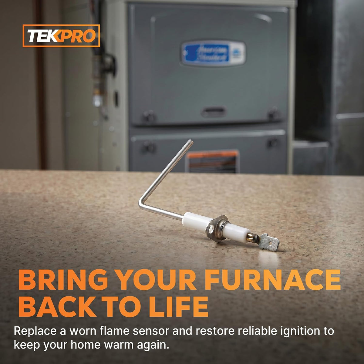 TEKPRO Trane Flame Sensor, Nikrothal 80 Furnace Replacement Rod, OEM Fit
