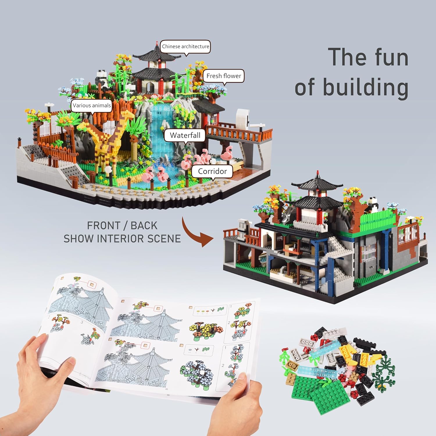 Zoo Micro Mini Bricks Desert Building Blocks,Creative Ideals Zoological Park Architecture Toy Present Model for