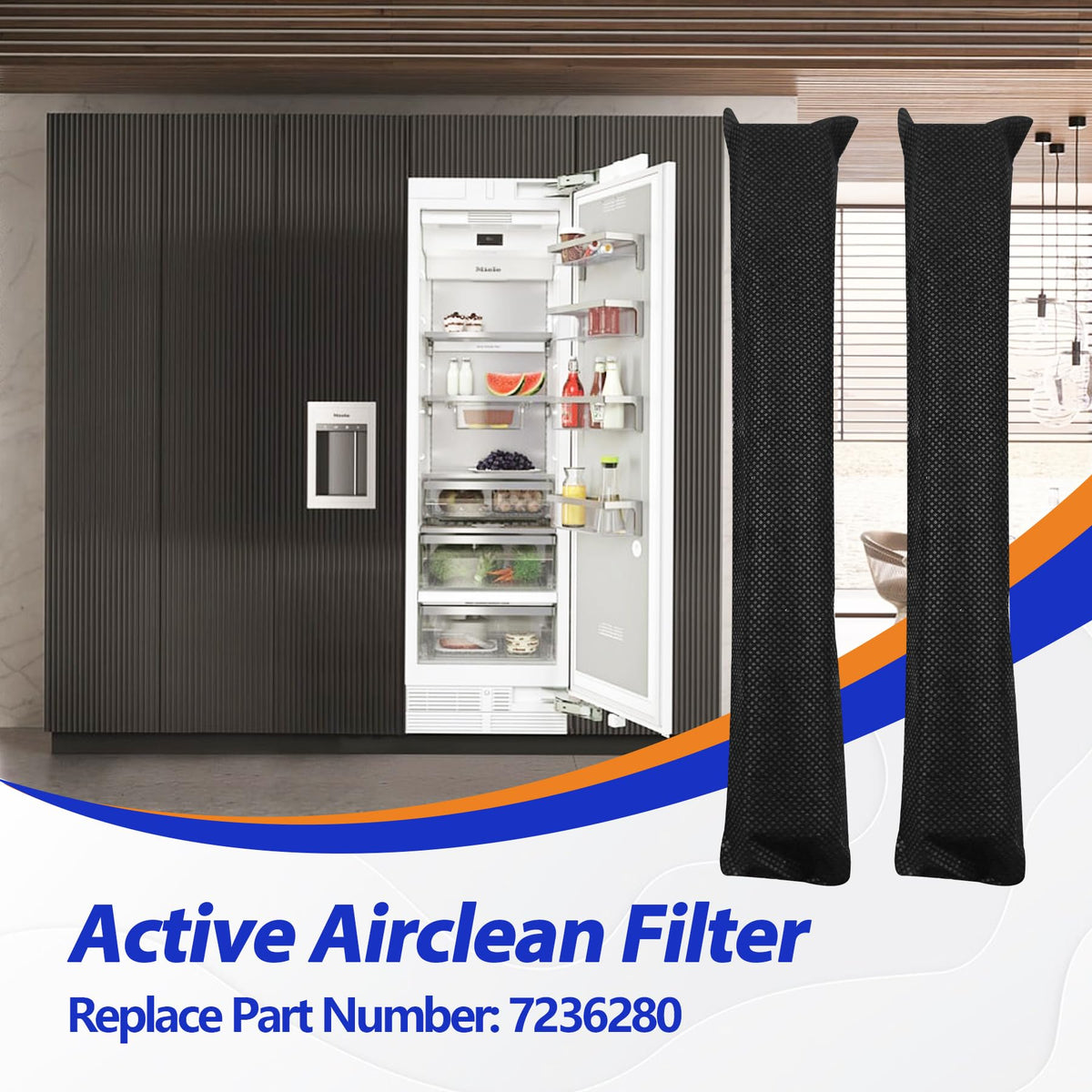 4-Pack 7236280 Active AirClean Filter Fit for Miele Refrigerator