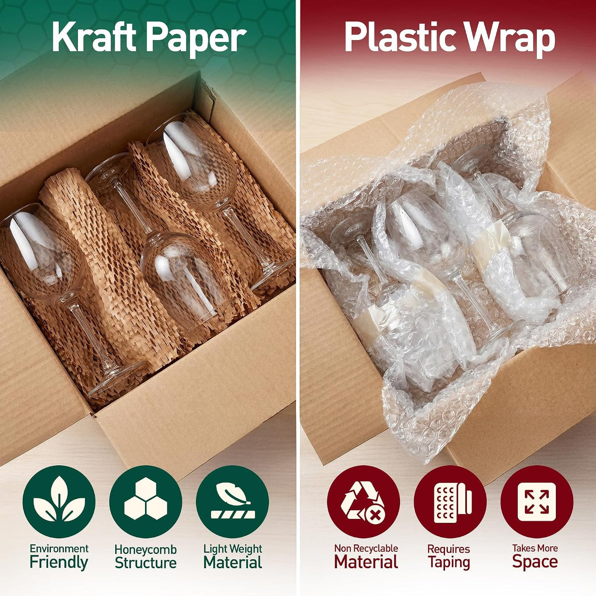 Honeycomb Packing Paper, 12 Inch x 100 FT – Eco-Friendly Recyclable Cushioning Wrap Roll for Moving & Shipping