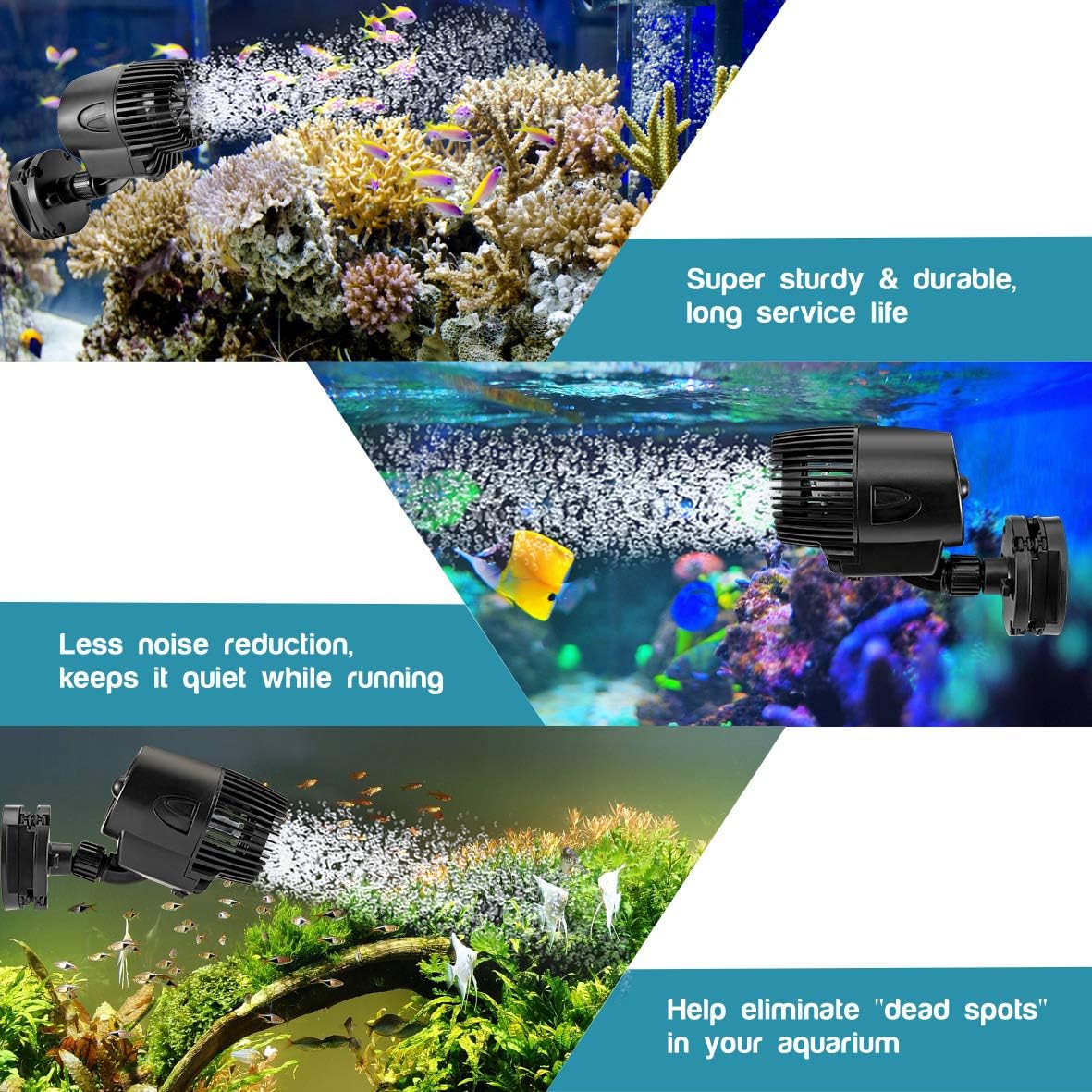 Wave Maker Pump, 2100GPH Aquarium Circulation Pump | 360 Degree Rotatable Submersible Powerhead Pump with Magnet