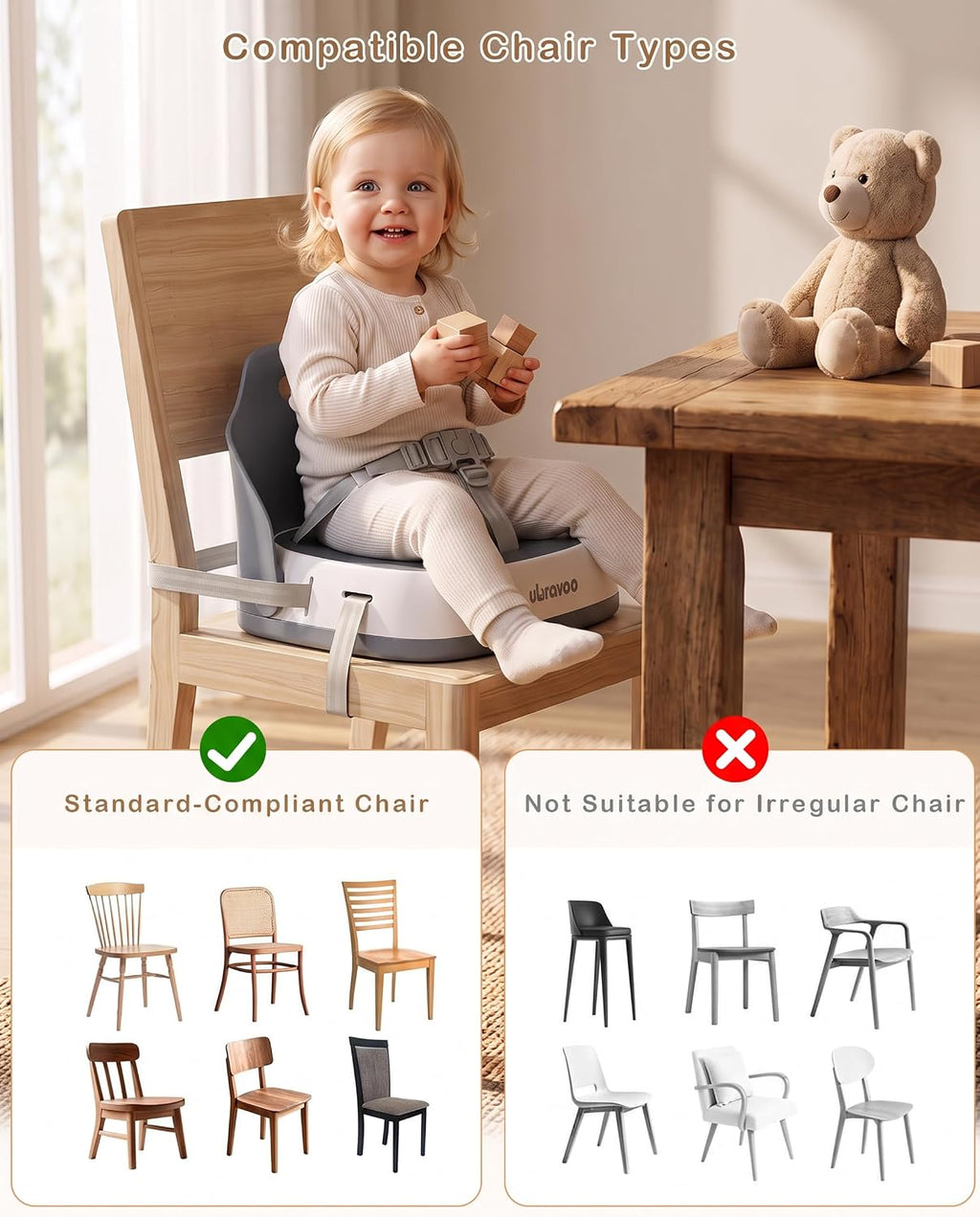 Booster Seat for Kitchen Chair for Babies and Toddlers