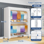P8C Max Heavy Duty Clothes Rack（With Extended Width Design） Rolling Clothing Racks for Hanging Clothes with Lockable