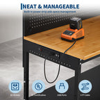 Garage Work Bench with Storage, Pegboard & Power Strip, 48"x24"
