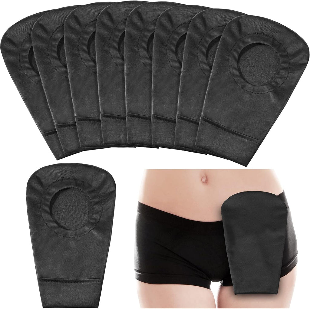 8 Pcs Black Ostomy Bag Cover Colostomy Bag Covers Odor Control Stretchy Washable Pouch Liner for Women Men