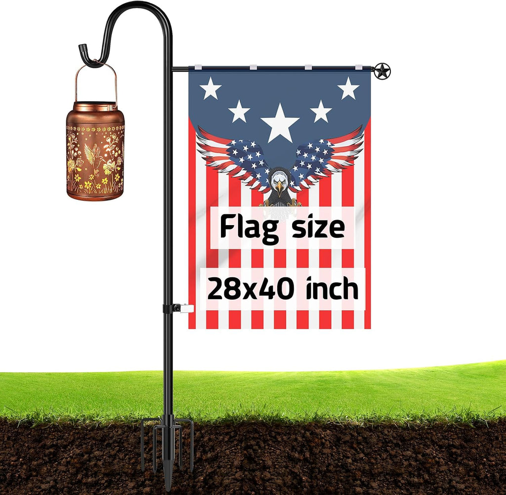 Garden Flag Stand, Heavy Duty Flag Pole Holder with Shepherd Hook for Yard Decoration, 60 INCH Sturdy Yard Flag Post