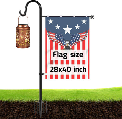 Garden Flag Stand, Heavy Duty Flag Pole Holder with Shepherd Hook for Yard Decoration, 60 INCH Sturdy Yard Flag Post
