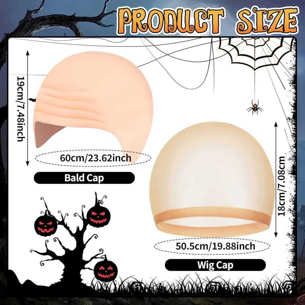 Bald Caps, Halloween Latex Bald Cap for Halloween Makeup Party Costume