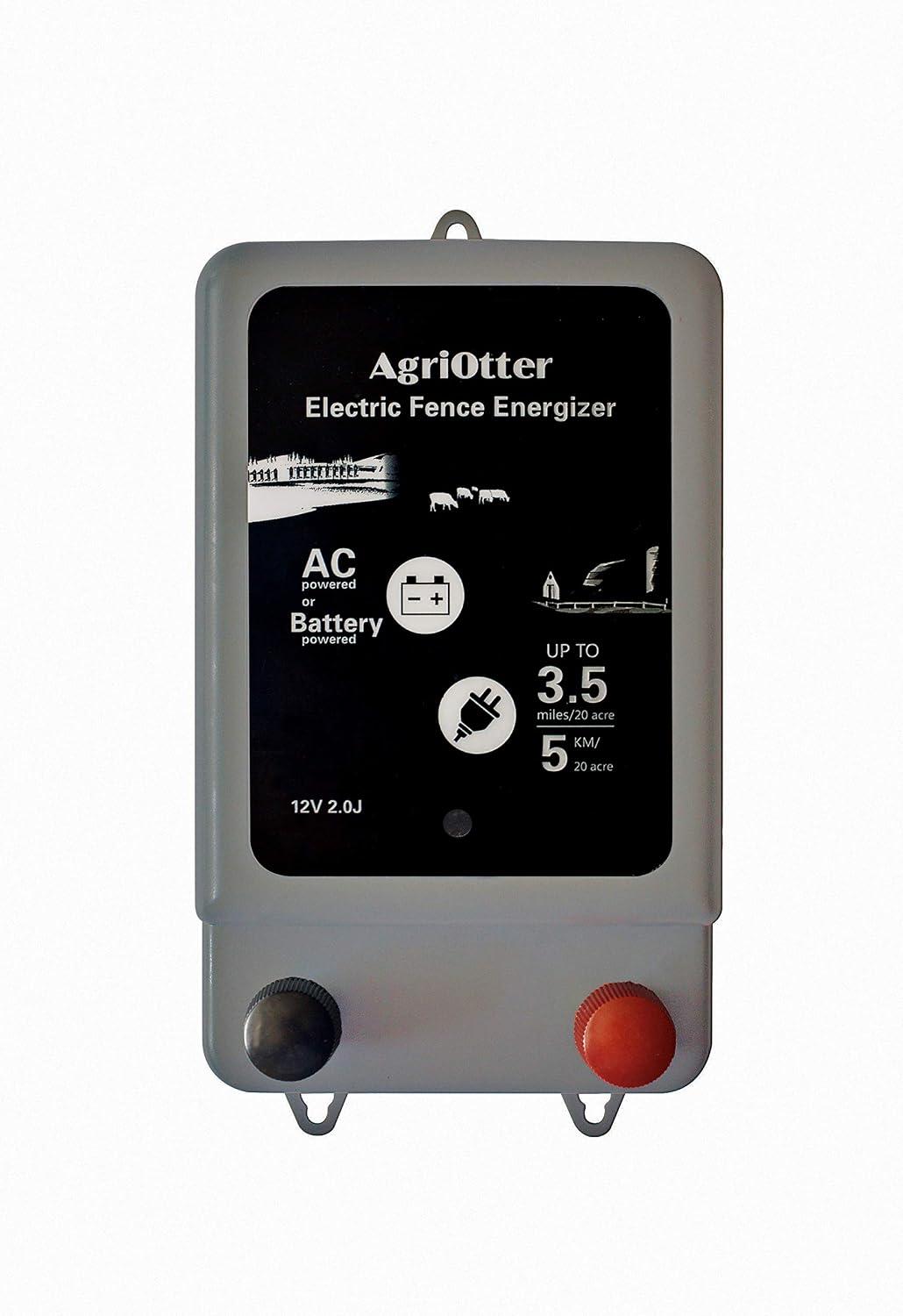 Electric Fence Energizer 20 Acre 2 in 1 Powered by Battery or AC Outlet 10000V 2J Pulse Electric