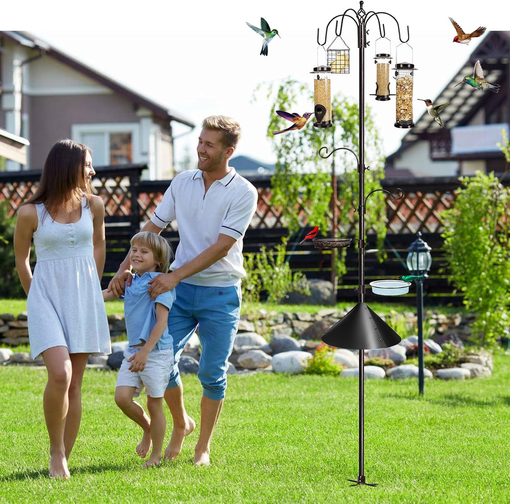 6-Hook Bird Feeding Station Kit with Squirrel Baffle, 94 Inch