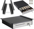 Cash Register Drawer with Under Counter Mounting Metal Bracket - 16 Black - Stainless Steel Front for POS, 5 Bill 6
