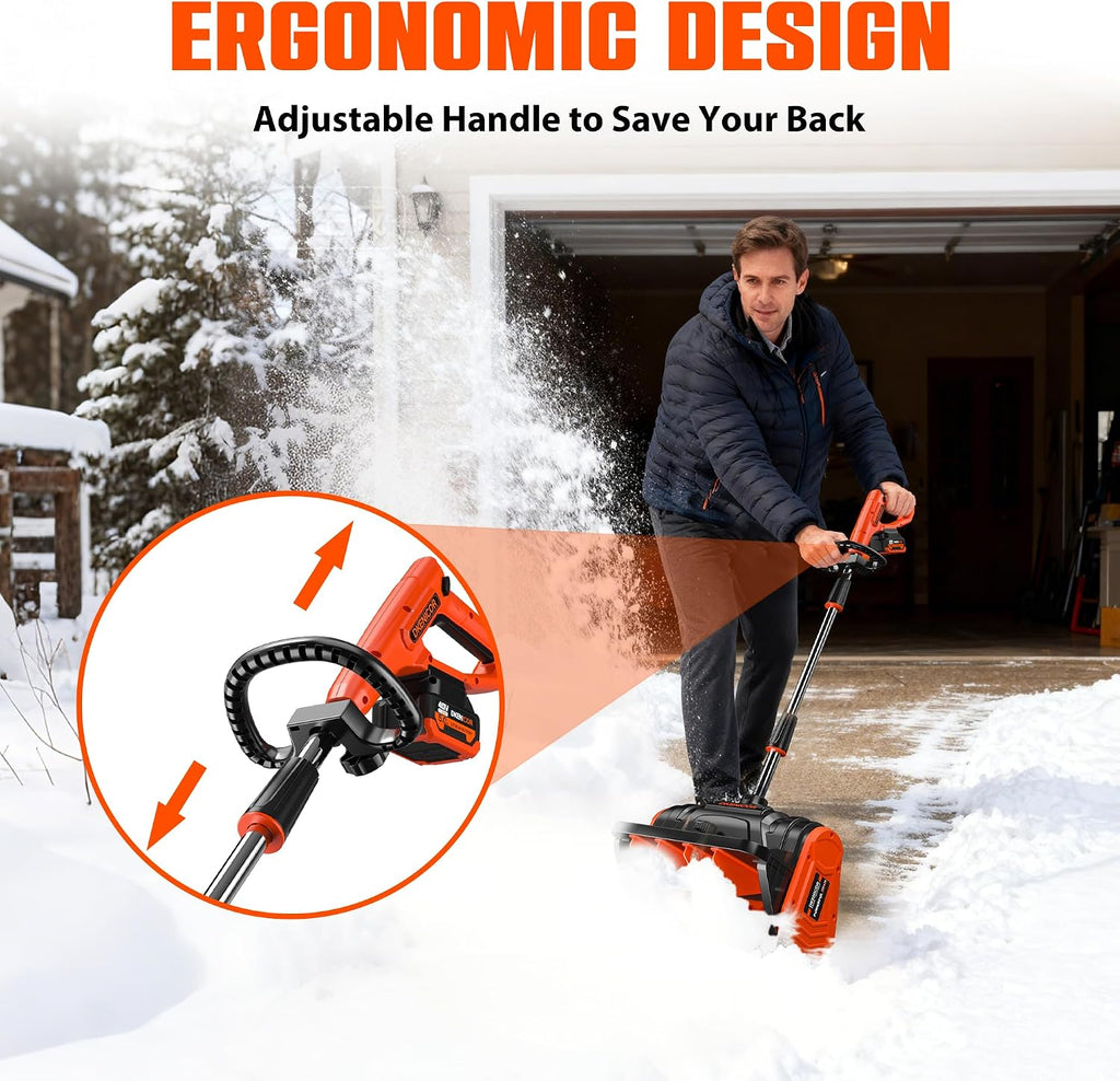 40V Cordless Snow Shovel, 13-Inch | 2 x 40V 4.0A Battery Powered Snow Blower, Powerful Brushless Electric Snow