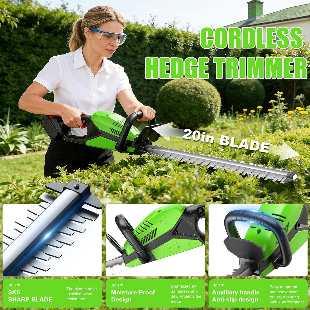 Electric Hedge Trimmers 21v Cordless Hedge Trimmer with Battery & Charger Included Handheld Electric Trimmers with