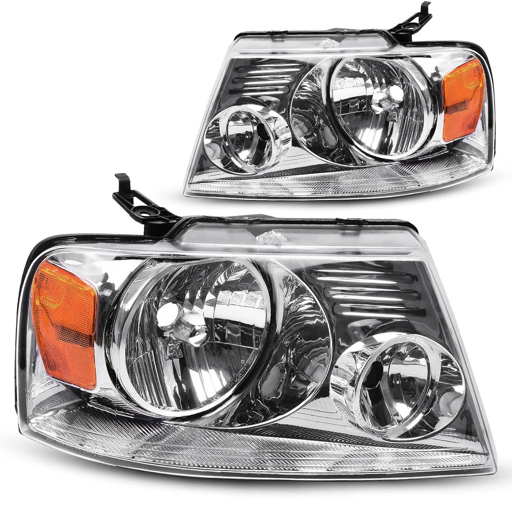Headlight Compatible with 2004-2008 Ford F150 Chrome Housing