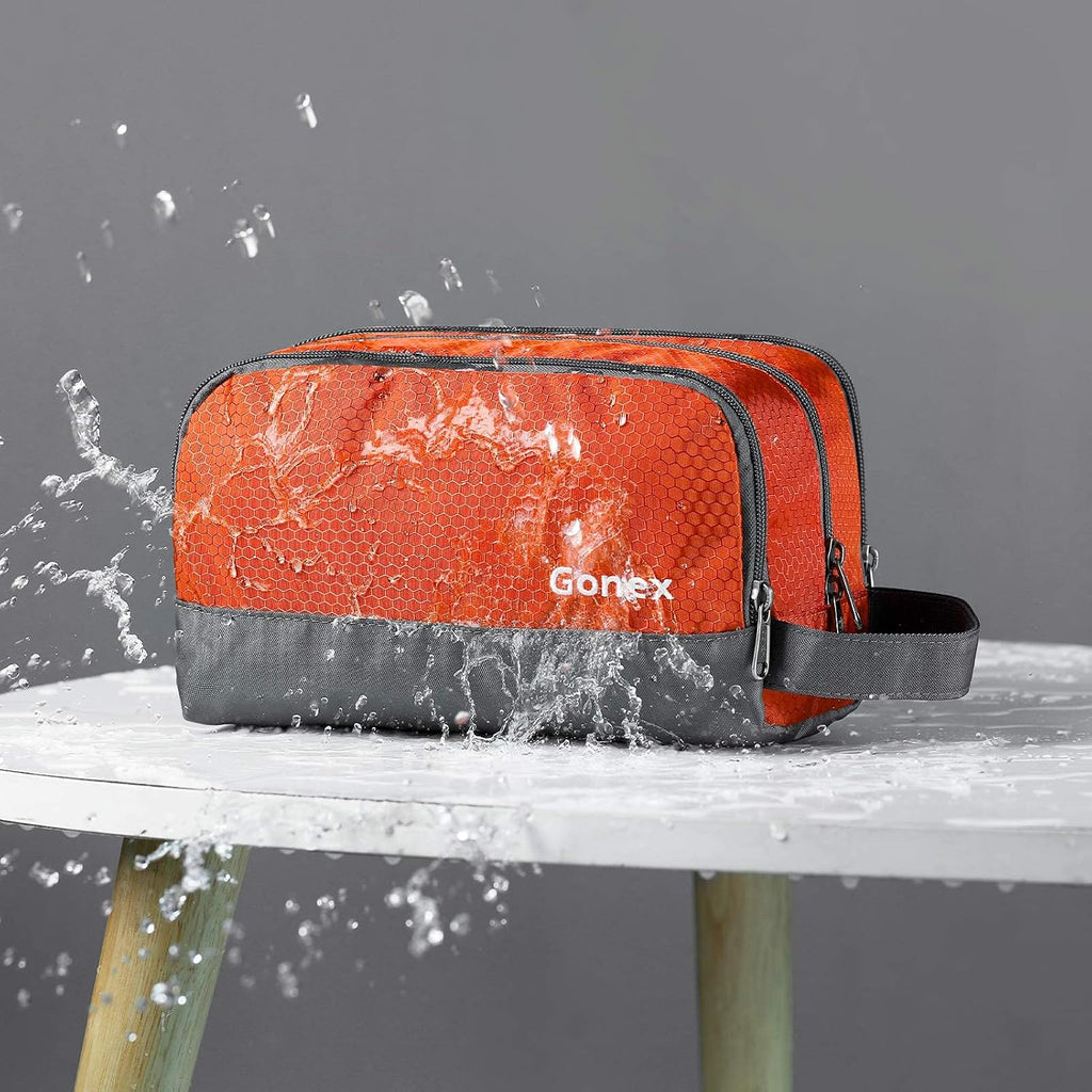 Travel Toiletry Bag Nylon, Shaving Bag Toiletry Organizer Orange