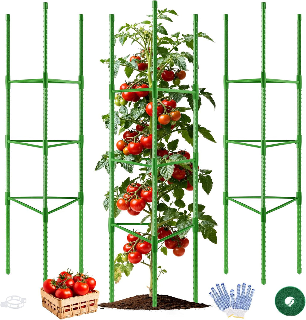 3 Pack Tomato Cages for Garden, Up to 51 Inch Tomato Trellis for Raised Garden Bed, Plant Stakes for Pots, Durable