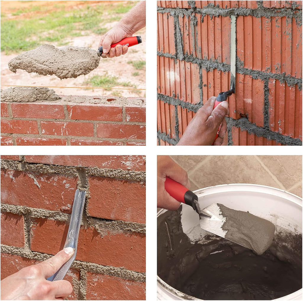 6PCS Masonry Tool Set with Brick Trowel & Tuck Pointing Tools | Hardened Steel, Cement & Mortar Trowel, Margin