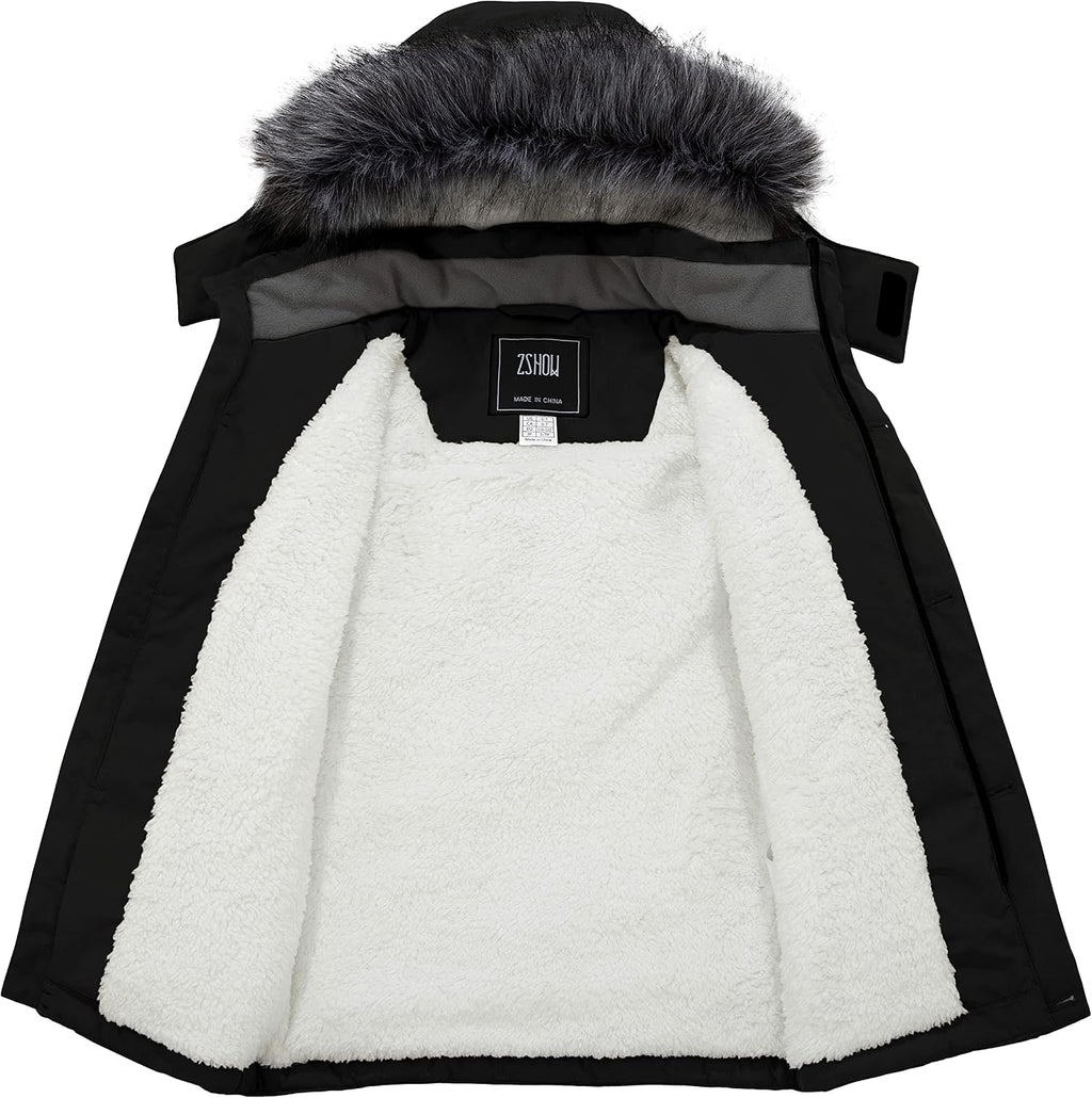 Boys' Hooded Winter Coat Warm Waterproof Puffer Jacket Thick Parka | Removable Faux Fur Hood, Fleece Lined, 5000mm
