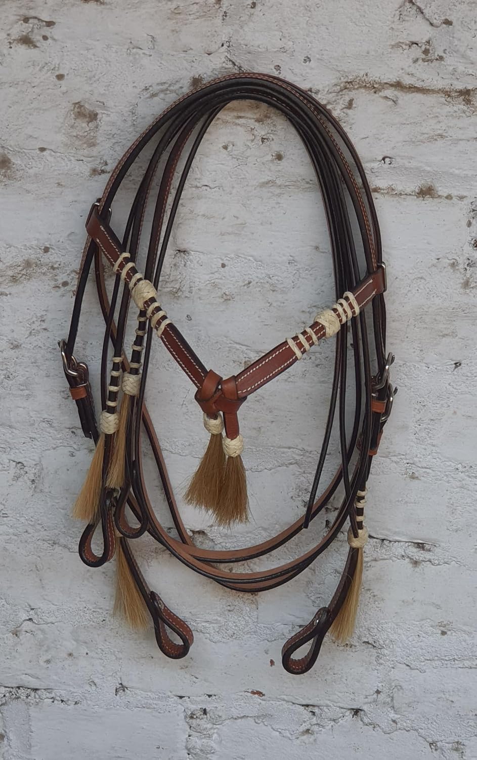 Leather Bridle Western Tack Full Grain Leather Adjustable Bridle for Horse Horse Knotted Browband Headstall with