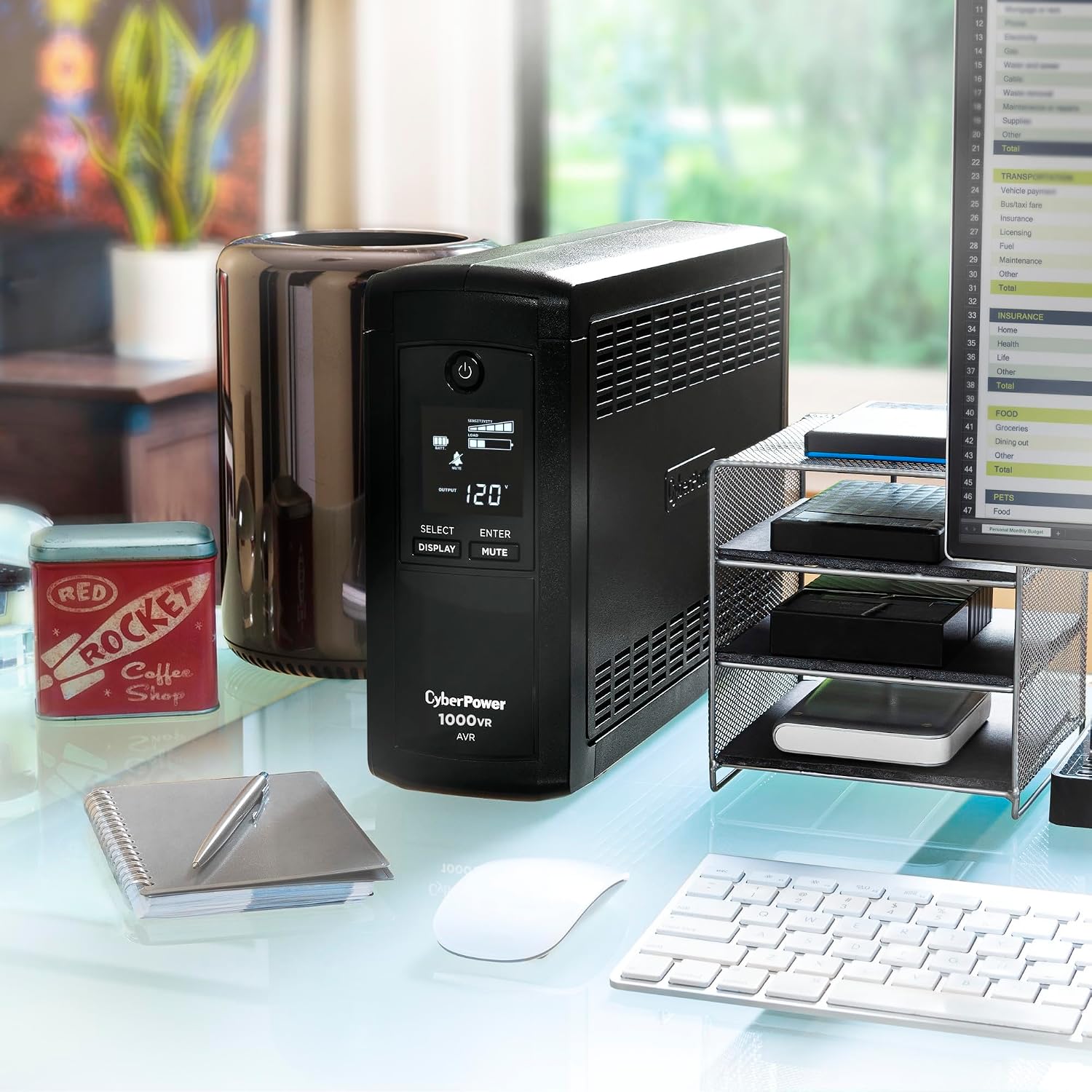 CP1000AVRLCD Intelligent LCD UPS Battery Backup | Surge Protector, 1000VA/600W, 9 Outlets, AVR, Mini-Tower