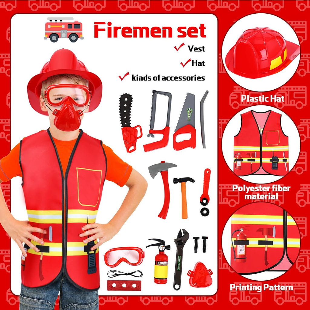 3 Sets Kids Dress up for Play Age 3-7 Years Old,dress up Costumes Vest Set Police,fireman and Worker for Toddler Kids