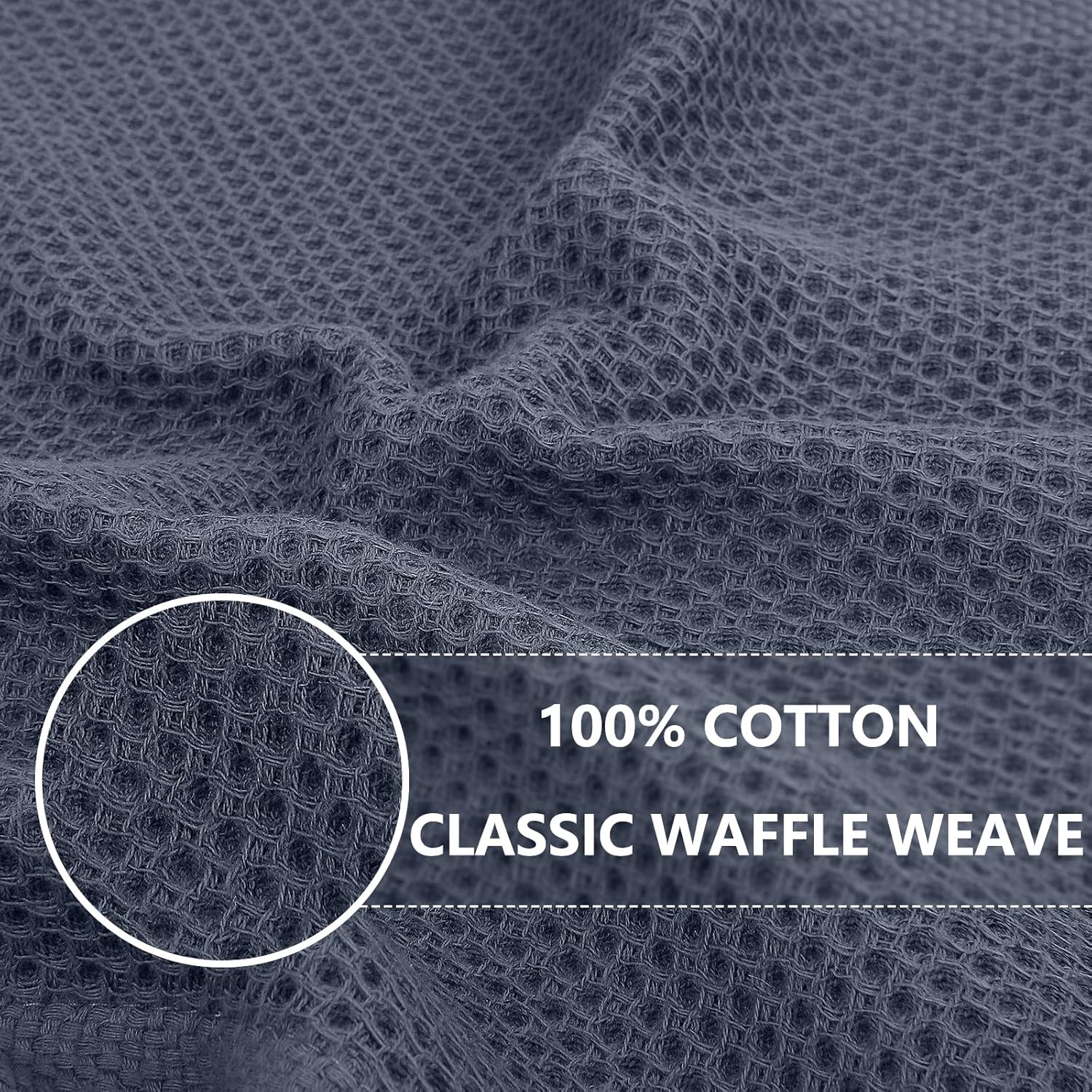 100% Cotton Waffle Weave Kitchen Dish Cloths, 4-Pack, Dark Grey | 12 x 12 Inches, Ultra Soft Absorbent Dish Towels