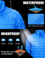 Winter Coats for Men Quilted Full Zip Puffer Jacket Blue 2XL