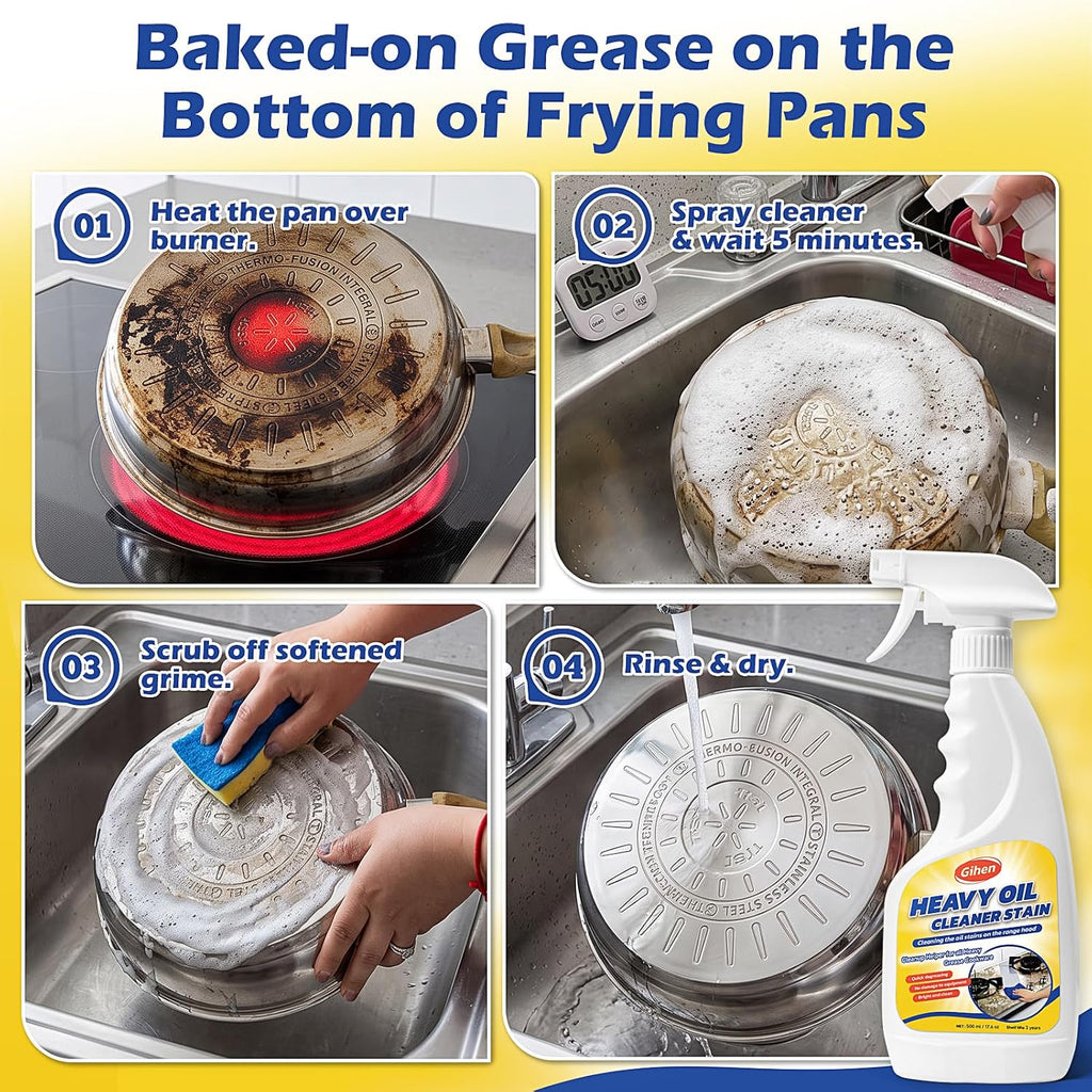 Heavy‑Duty Oil Degreaser Cleaner for Pan Bottoms, Oven, Stove, Range Hood