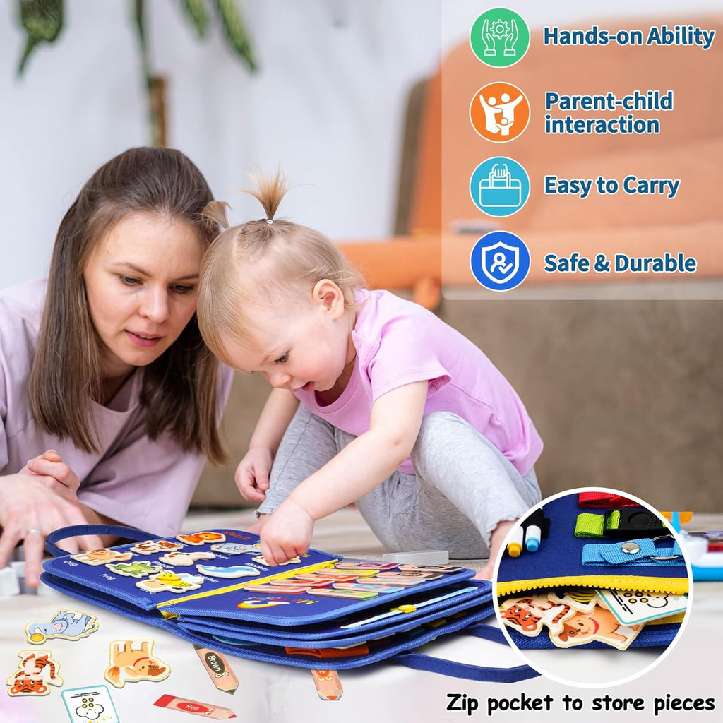 Toddler Busy Board, Montessori Toys for Boys, Sensory Board Birthday Gifts - Educational Busy Book, Learning toys for