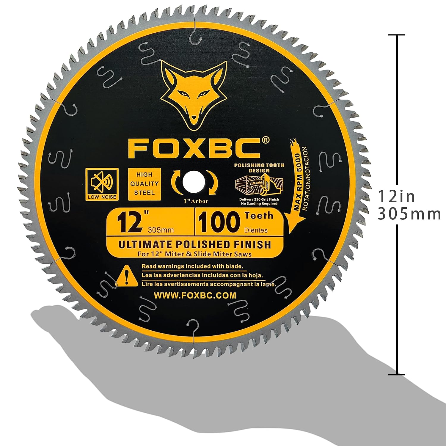 12 Inch Miter Saw Blade 100 Teeth Ultimate Polished Finish Saw Blade for Wood with 1 Inch Arbor