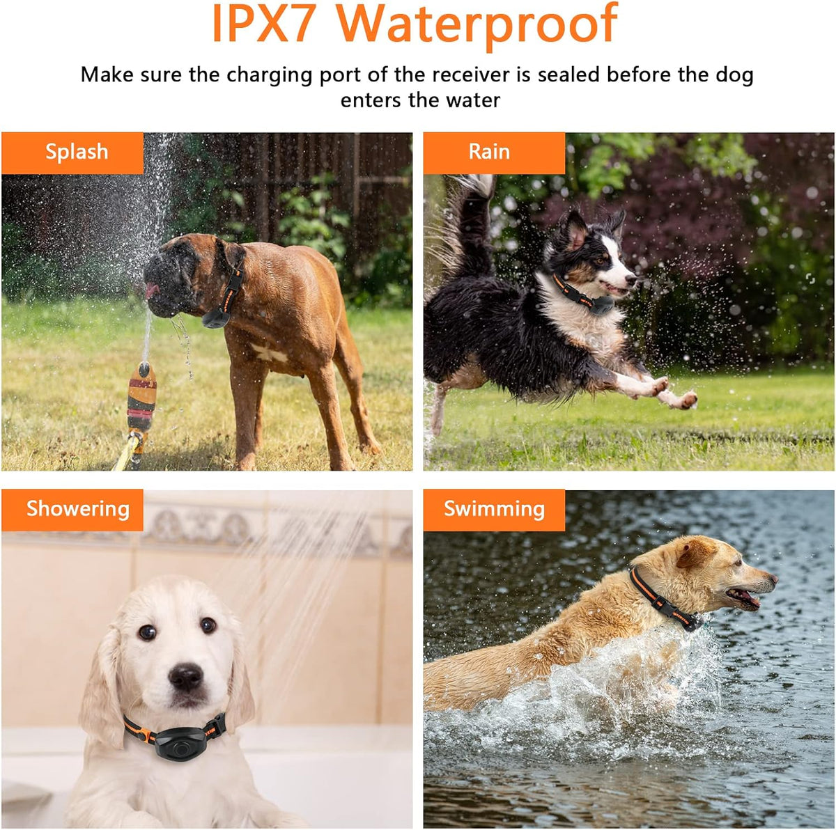Dog Training Collar, IPX7 Waterproof Dog Shock Collar with Remote Control Range 1300ft, 3 Training Modes, Beep