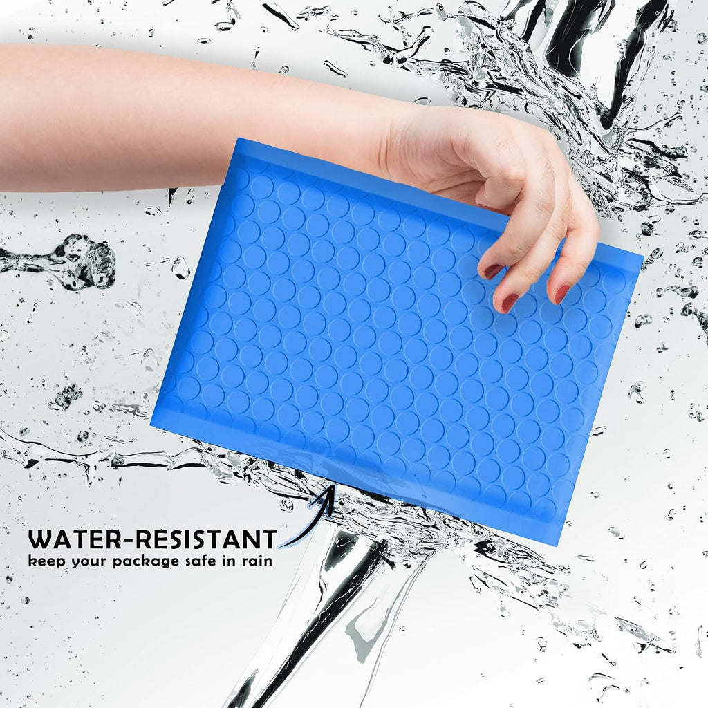 Blue Poly Bubble Mailers 4x8 50 Pack Usable 4x7