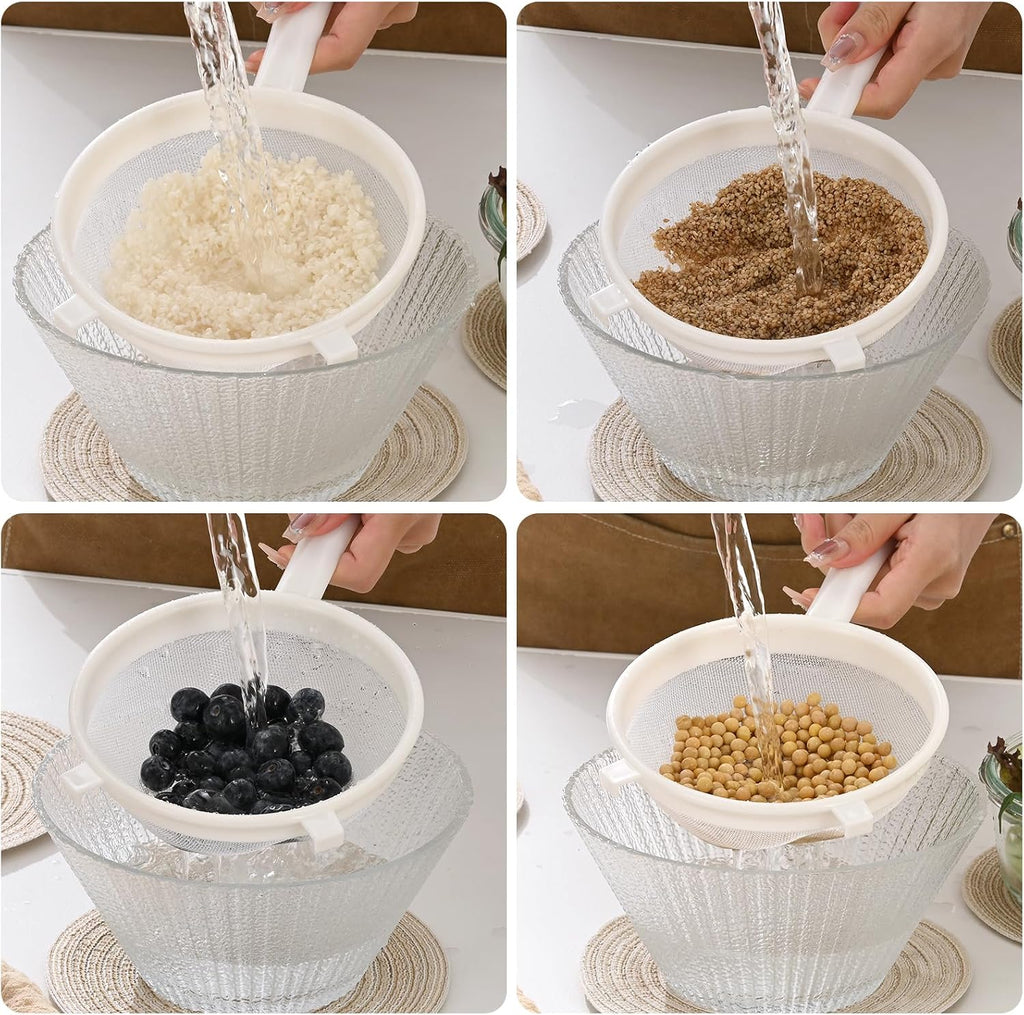 Luckyiren Kefir Strainer Set, 2-Size Plastic Non-Metal Sieve with Fine Mesh