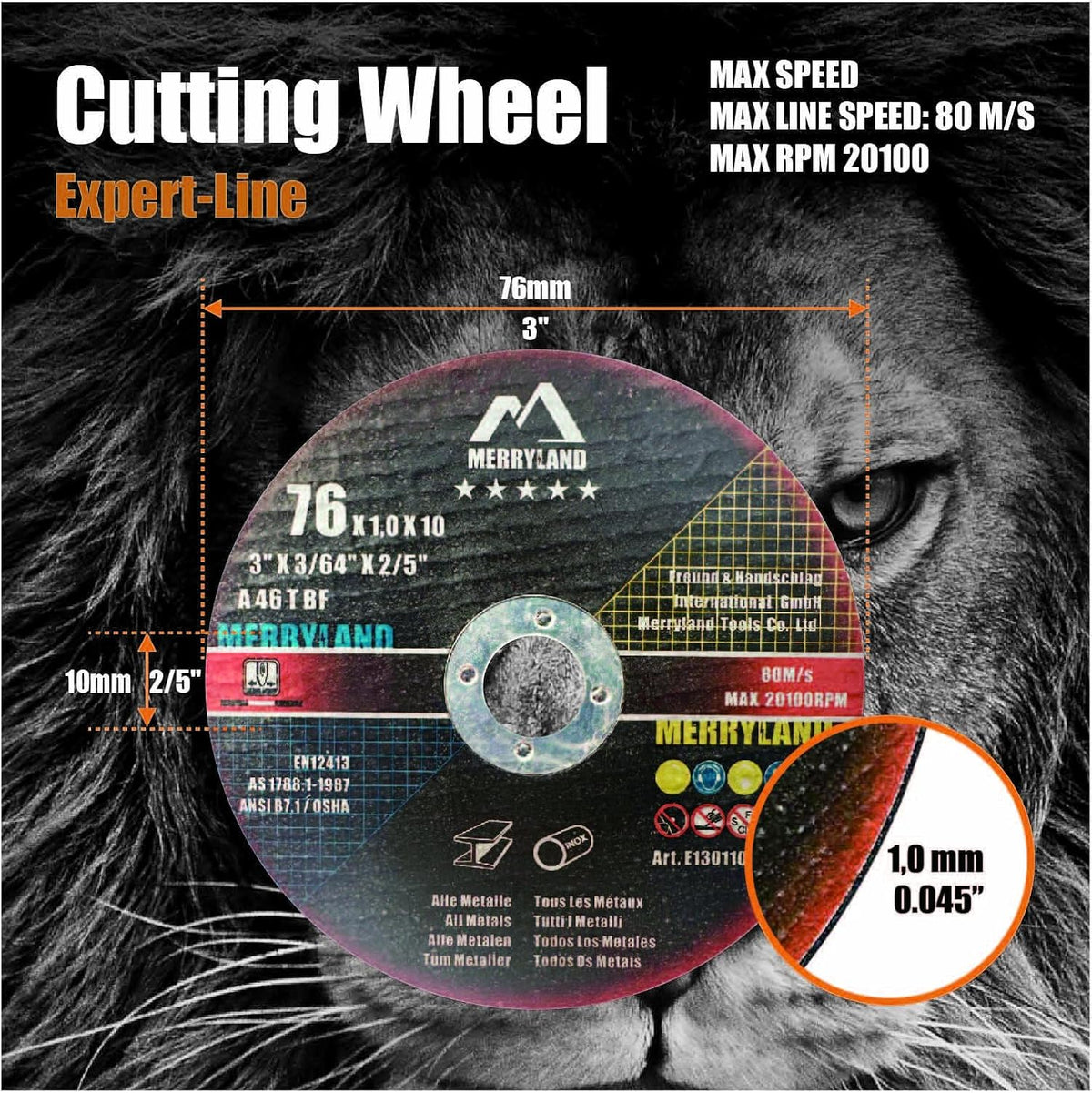 Merryland 25 Pack Cut Off Wheel 3 inch Metal Cutting Wheel Iron Steel
