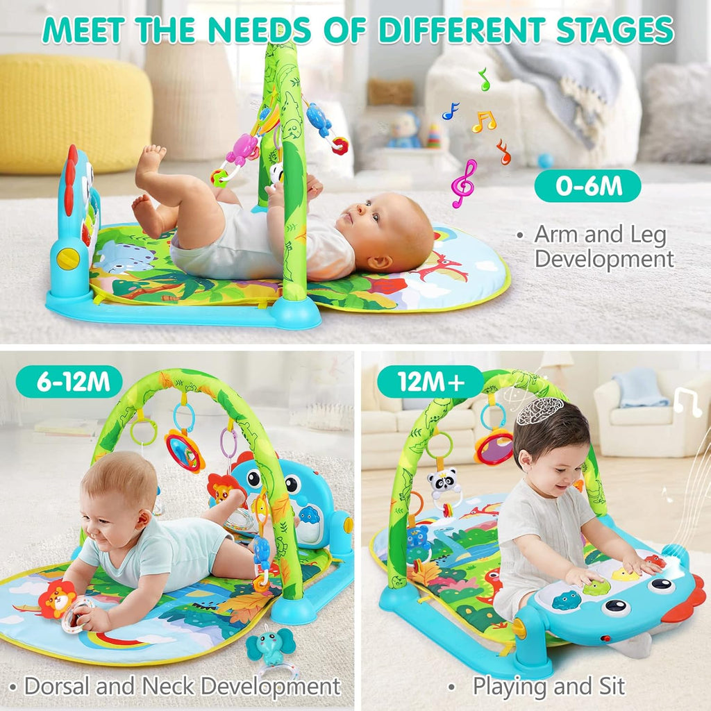 Baby Gym Play Mats Baby Tummy Time Mat Musical Activity Center for Newborn Infant Piano Babies Play Mat Music & Light