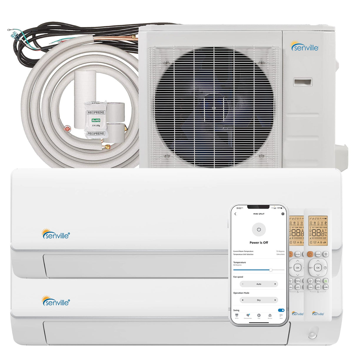 Mini Split AC/Heating System, 2 Zone, 18000 BTU