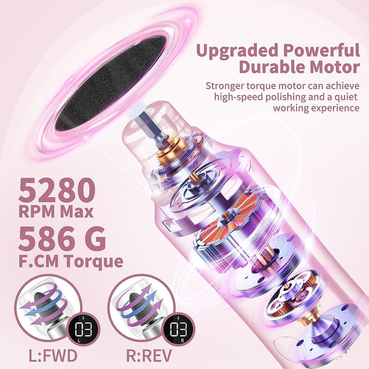 Electric Nail Drill Kit, Cordless