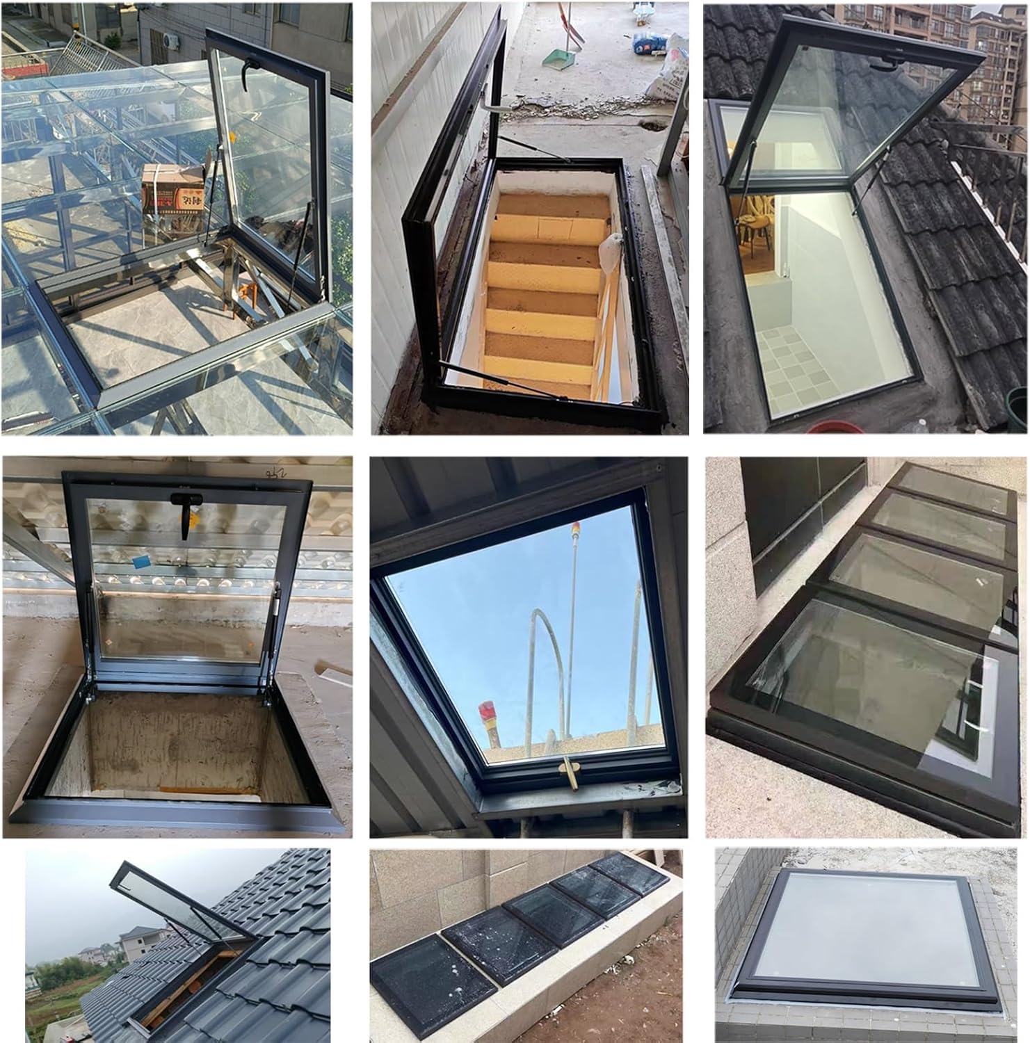 Heavy Duty Skylight Windows for Roof, Manual Opening Escape Access Hatch with Lock, Walk-in Anti-Hurricane Rain Proof