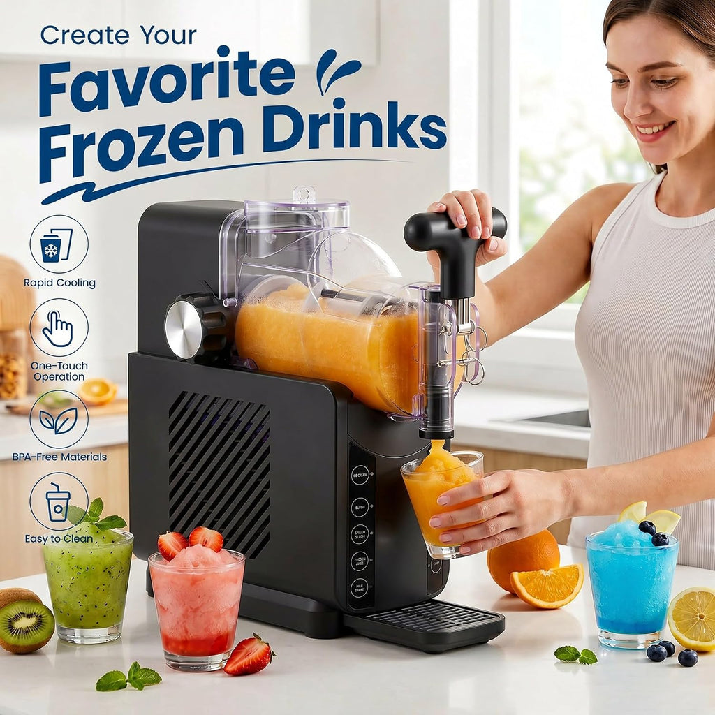 Soft Serve Ice Cream Machine - 67 oz Slushie Machine for Home, 2-In-1 Soft Ice Cream Slushy Maker with 5 Pre-Set