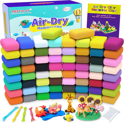 Air Dry Clay 66 Colors, Modeling Clay for Kids, DIY Magic Clay, Molding Clay Kit with Sculpting Tools, Non-Sticky