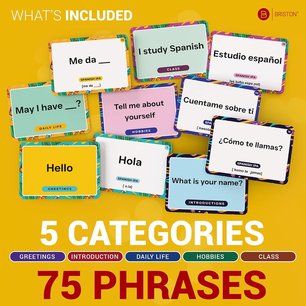 Spanish Conversational Phrases Flash Cards with Audio – 75 for Beginners | Back to School Spanish class resource with